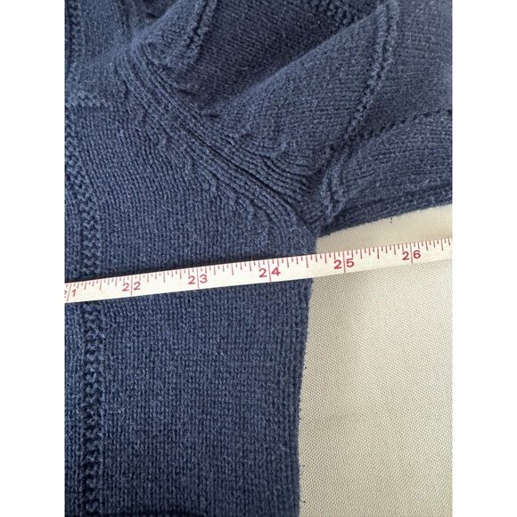 Vintage Mens XL Navy Blue Window Pane Knit Sweater Grandpa Preppy Fisherman Prep - Picture 6 of 7